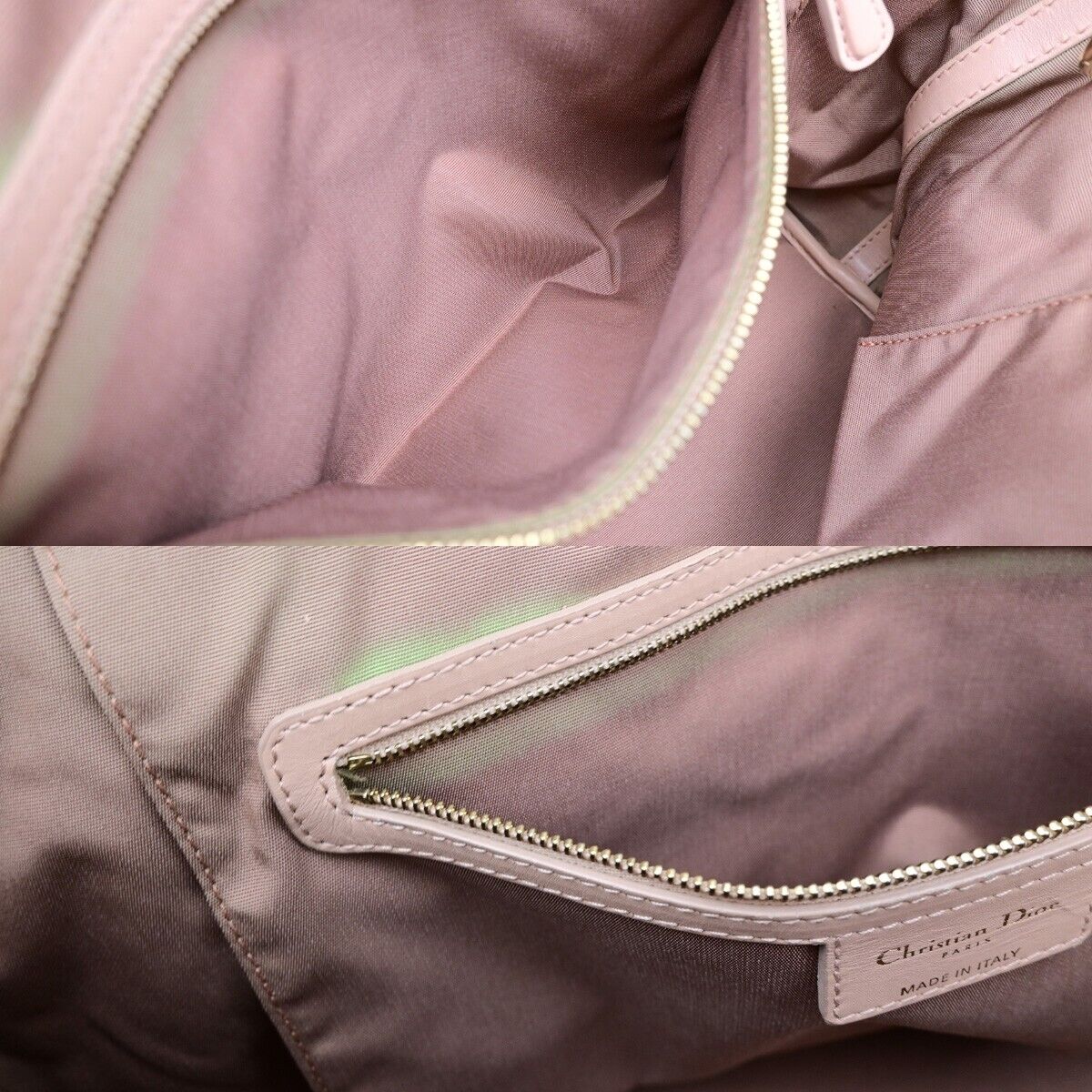 CHRISTIAN DIOR Panarea Cannage Shoulder Bag Coating Canvas Leather Pink 88YH016