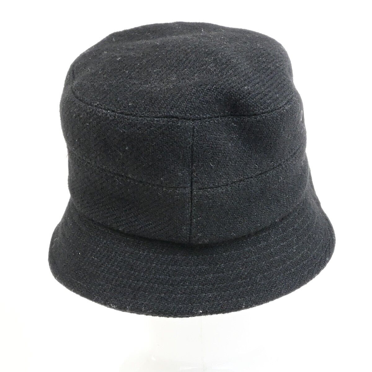 BURBERRY LONDON Logo Nova Check Bucket Hat #M Wool Cotton Leather Black 04KA570