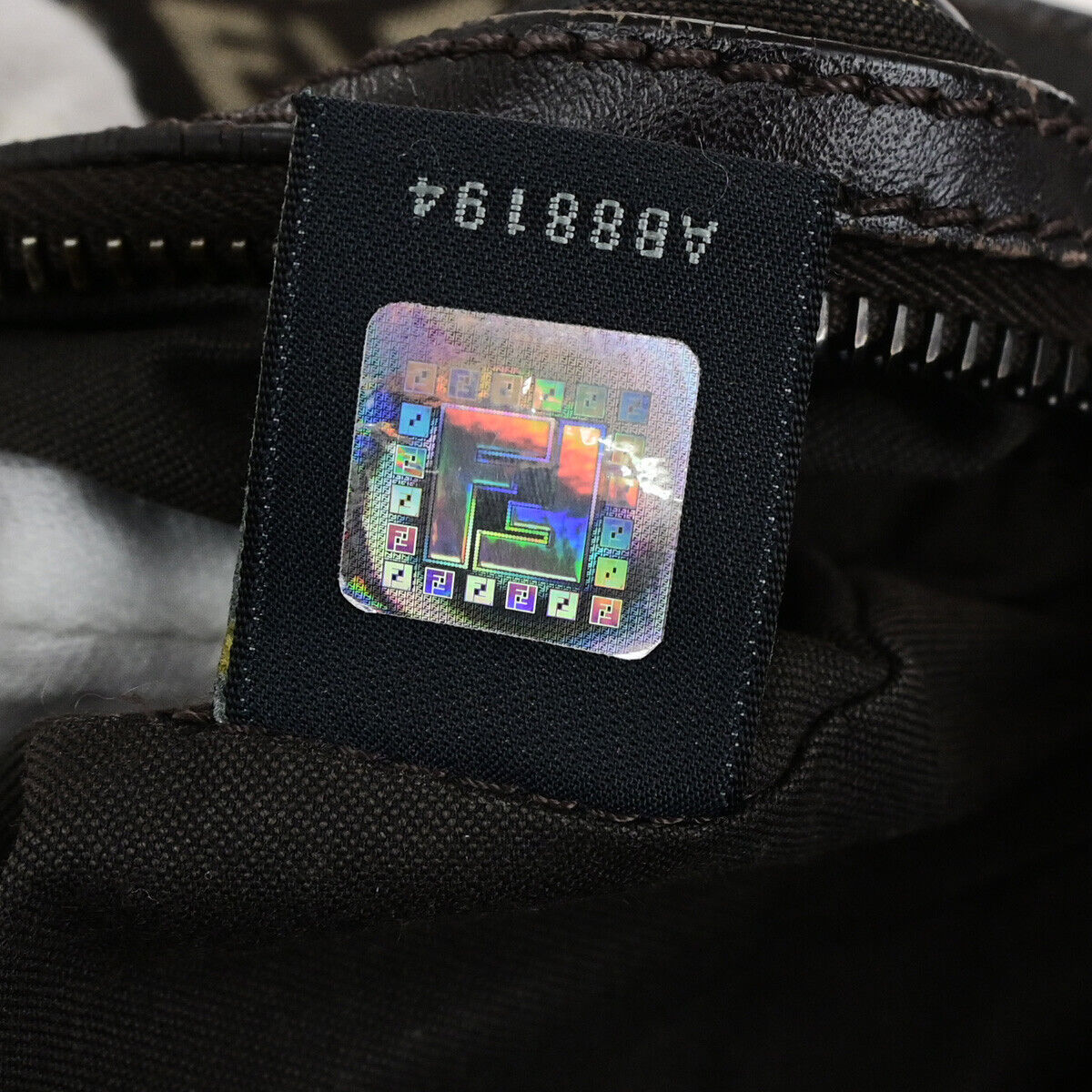 FENDI Logo Zucchino Pattern Shoulder Bag Canvas Leather Brown SHW Italy 87SJ495