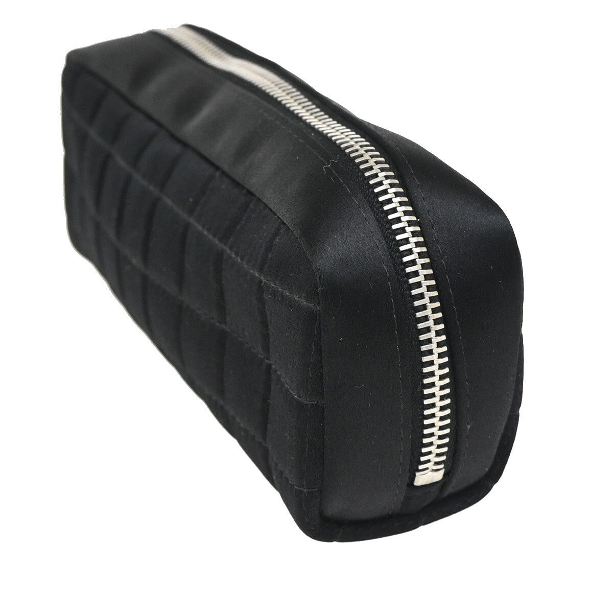 CHANEL CC Choco Bar Lipstick Charm Pouch Nylon Black Silver Italy 62RL202