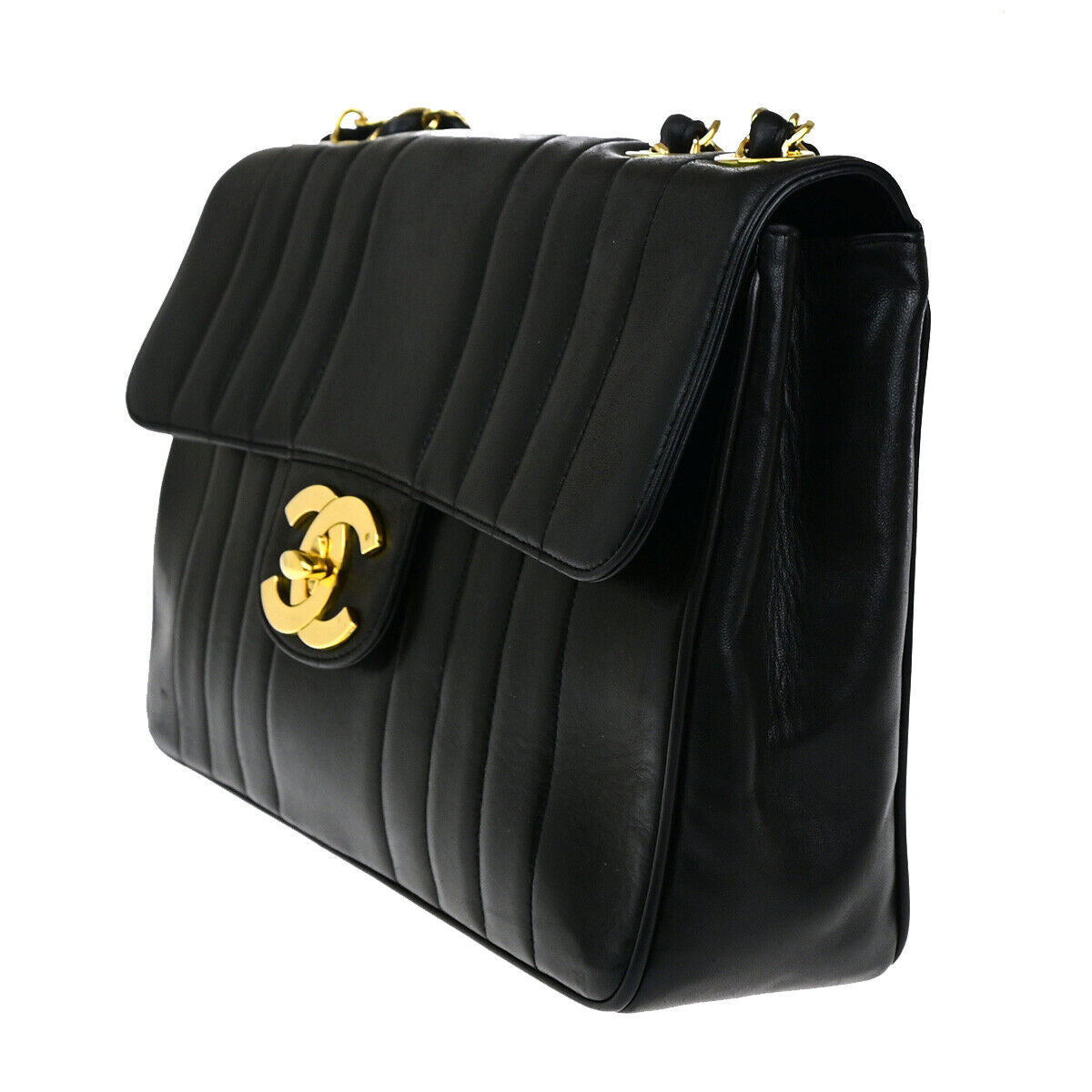 CHANEL CC Mademoiselle 30 Chain Shoulder Bag Leather Black GHW Vintage 850RJ895