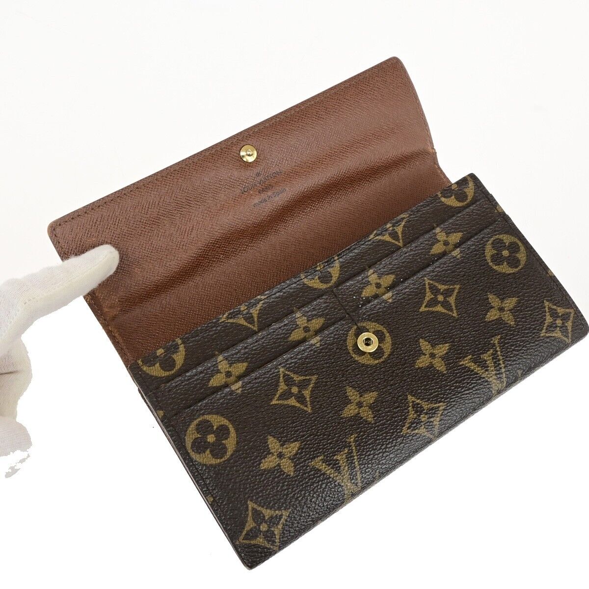 LOUIS VUITTON Logo Portefeuille Sarah Long Wallet Monogram Brown M61734 01ED338