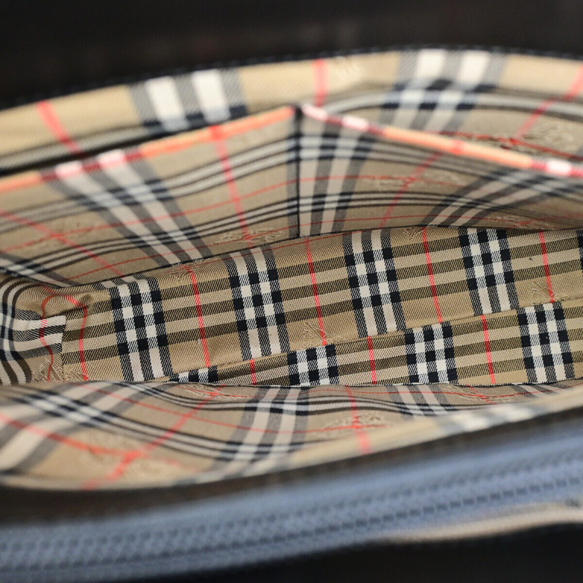 Burberrys Logo Nova Check Hand Tote Bag Canvas Leather Black Beige 31YG606