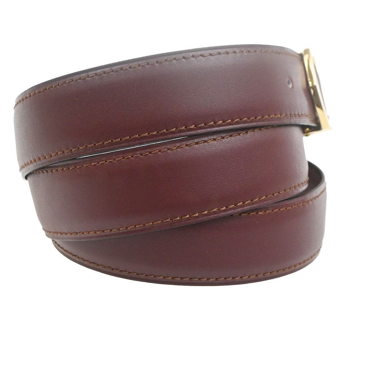Cartier C Logo Belt 110/43 Leather Red Gold Vintage 05RL880