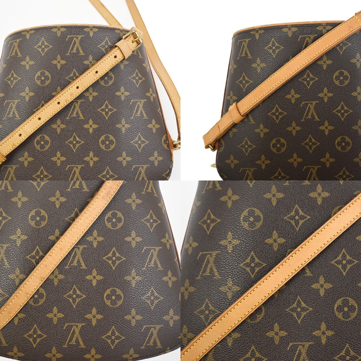 LOUIS VUITTON Logo Drouot Shoulder Bag Monogram Leather Brown M51290 74ZA349
