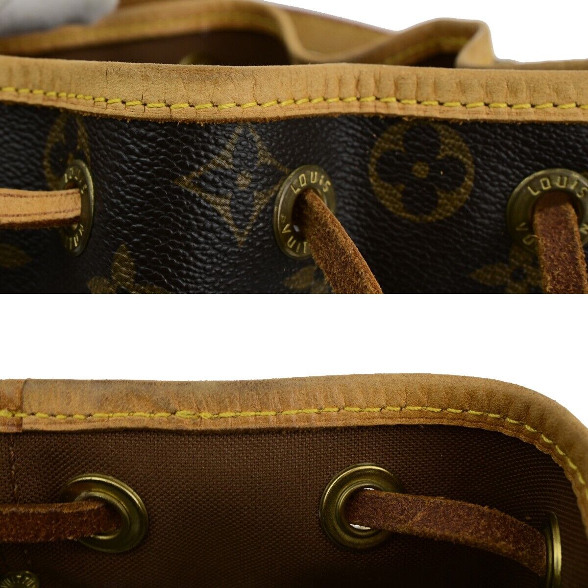 LOUIS VUITTON Mini Noe Drawstring Hand Bag Monogram Leather Brown M42227 91FA719