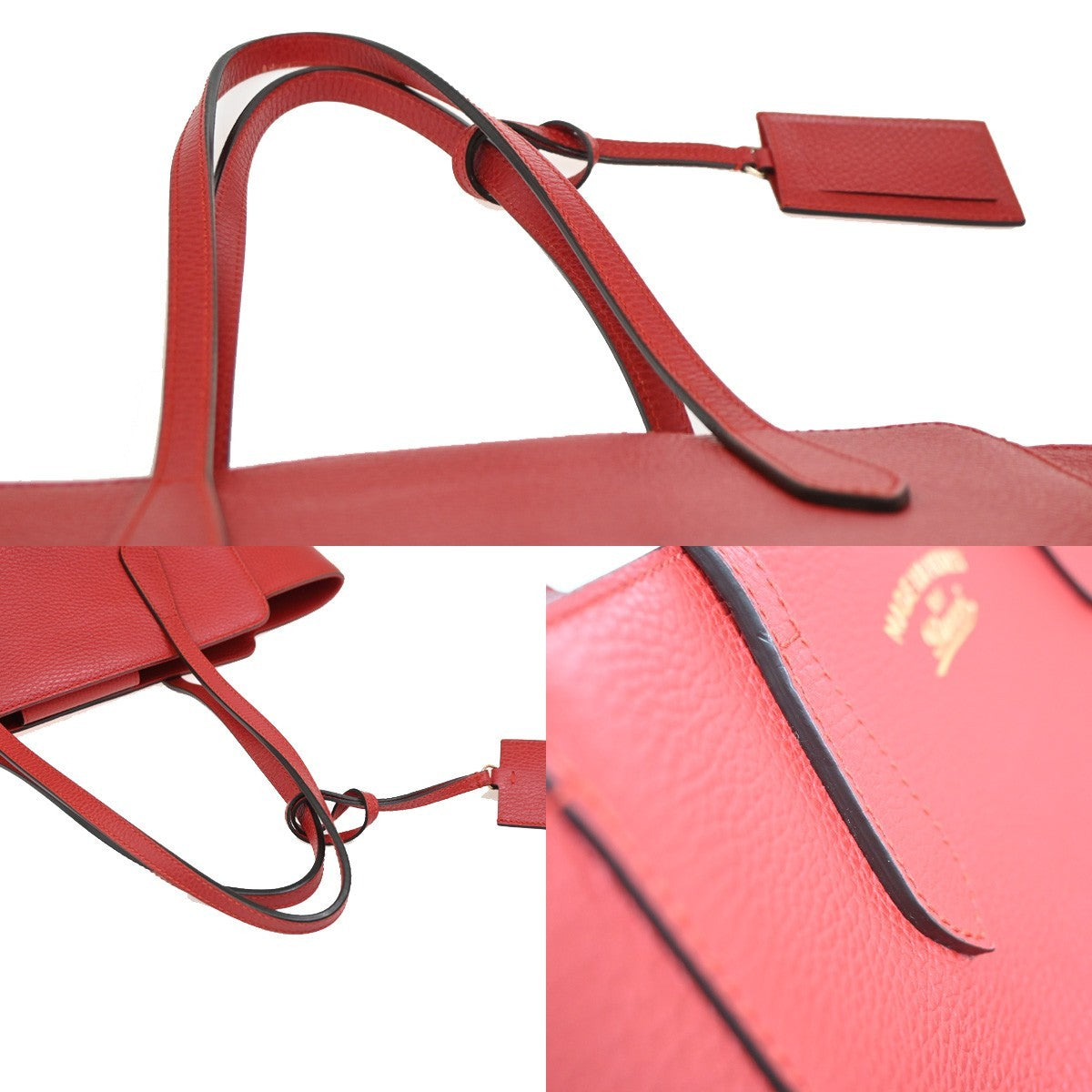 GUCCI Logo Swing Tote Shoulder Bag Pebbled Leather Red GHW Itlay 16KB765