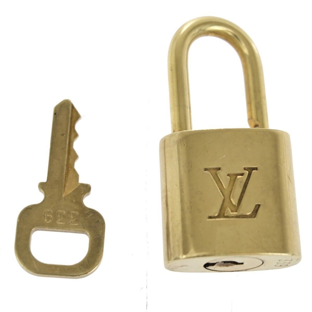 LOUIS VUITTON LV 10 SET PADLOCK KEY BAG CHARM CADENA GOLD PLATED FRANCE 30SH831