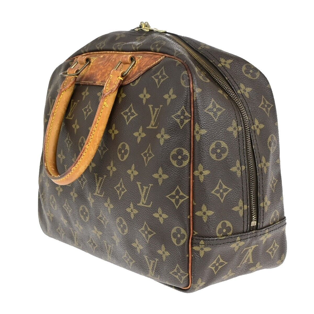 LOUIS VUITTON LV Logo Deauville Hand Bag Monogram Leather Brown M47270 61EC992