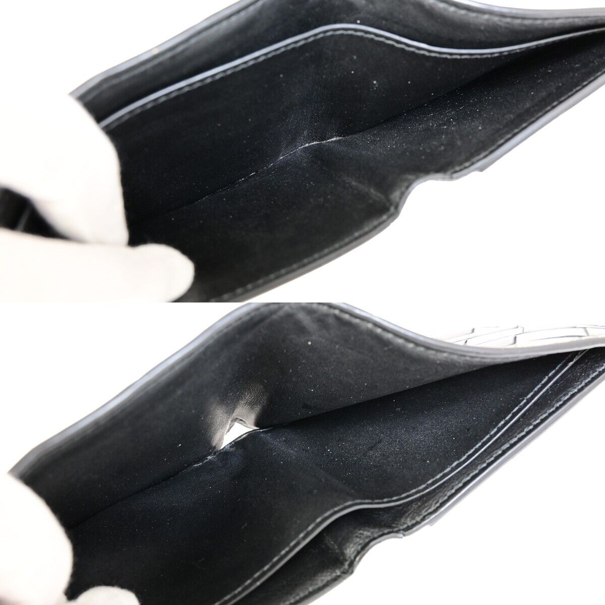 BOTTEGA VENETA Logo Intrecciato Bifold Compact Wallet Leather Black 68FA908