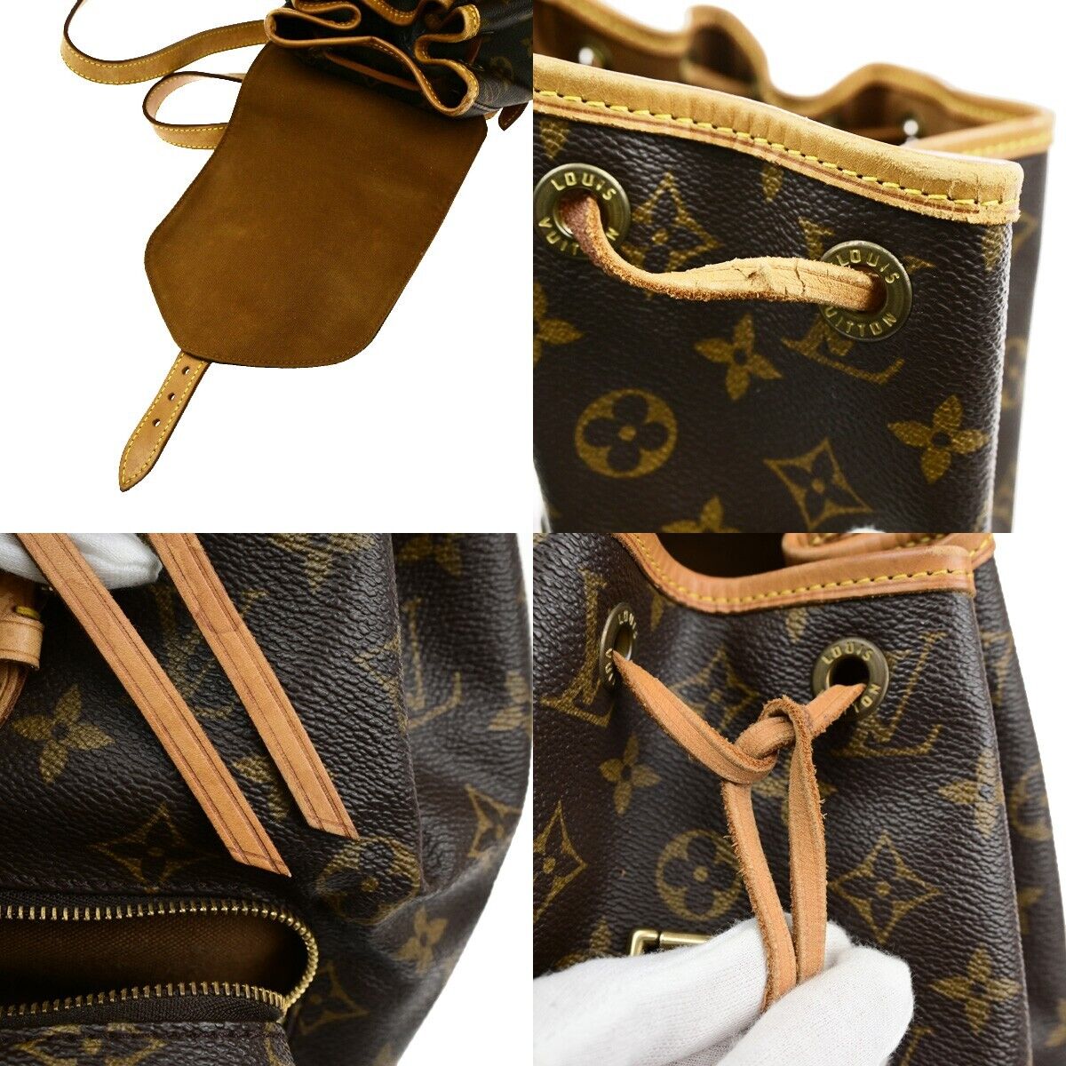 LOUIS VUITTON Montsouris MM Backpack Bag Monogram Leather Brown M51136 21ED423