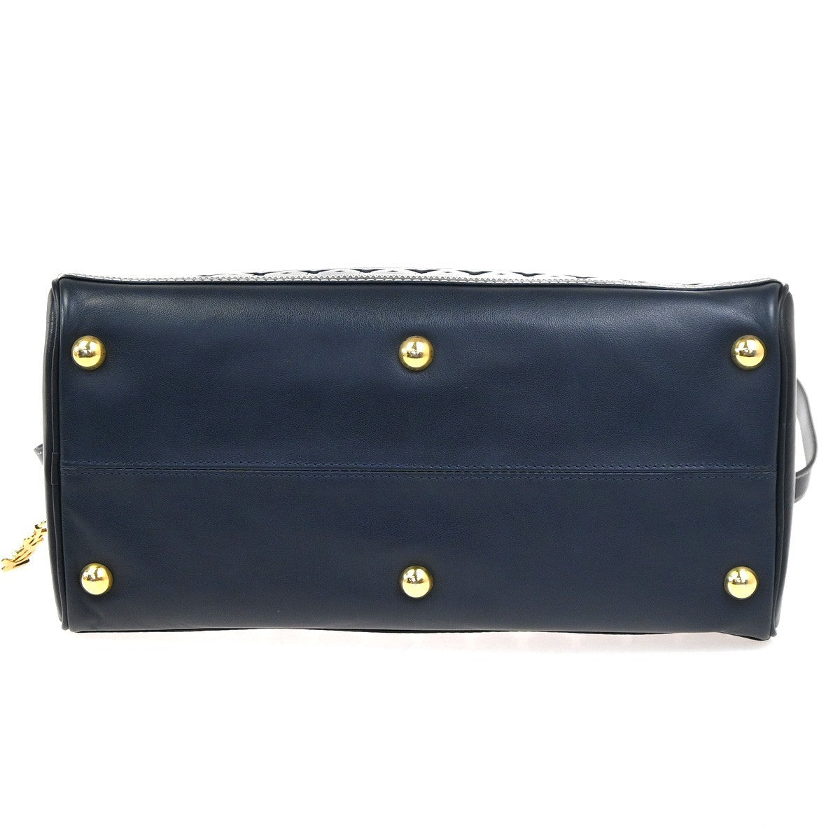 YVES SAINT LAURENT Y Logo 2Way Shoulder Hand Bag Leather Navy Blue GHW 18YJ011