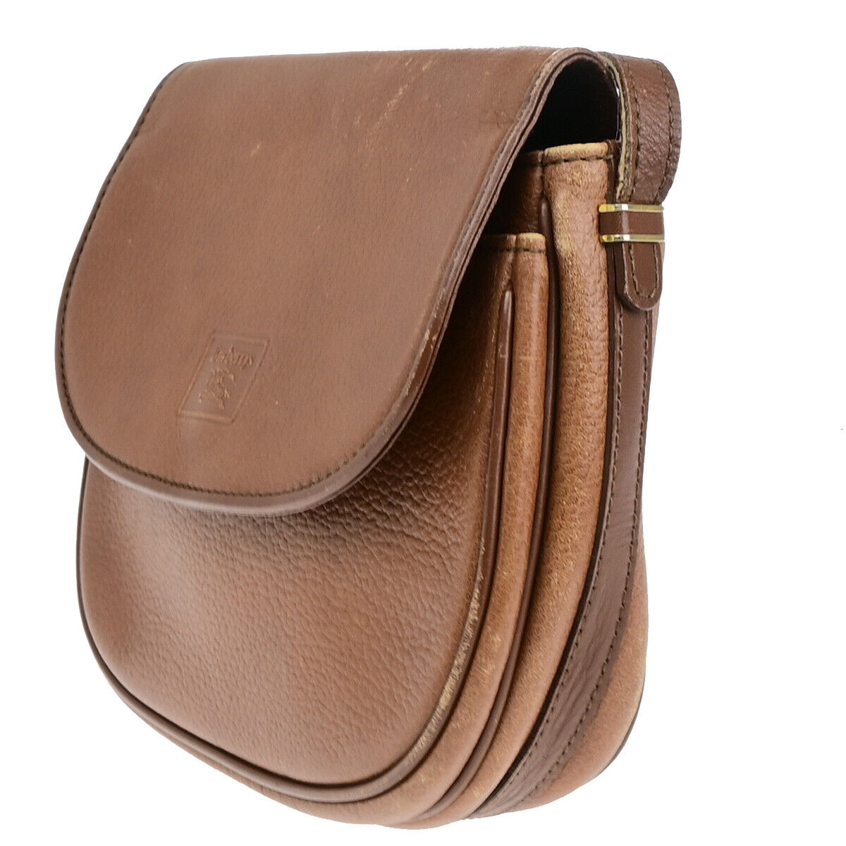 Burberrys Logo Crossbody Shoulder Bag Nova Check Leather Brown GHW 07YF249