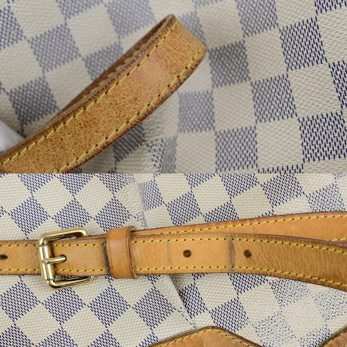 LOUIS VUITTON Siracusa MM Shoulder Bag Damier Azur Leather White N41112 37YG611