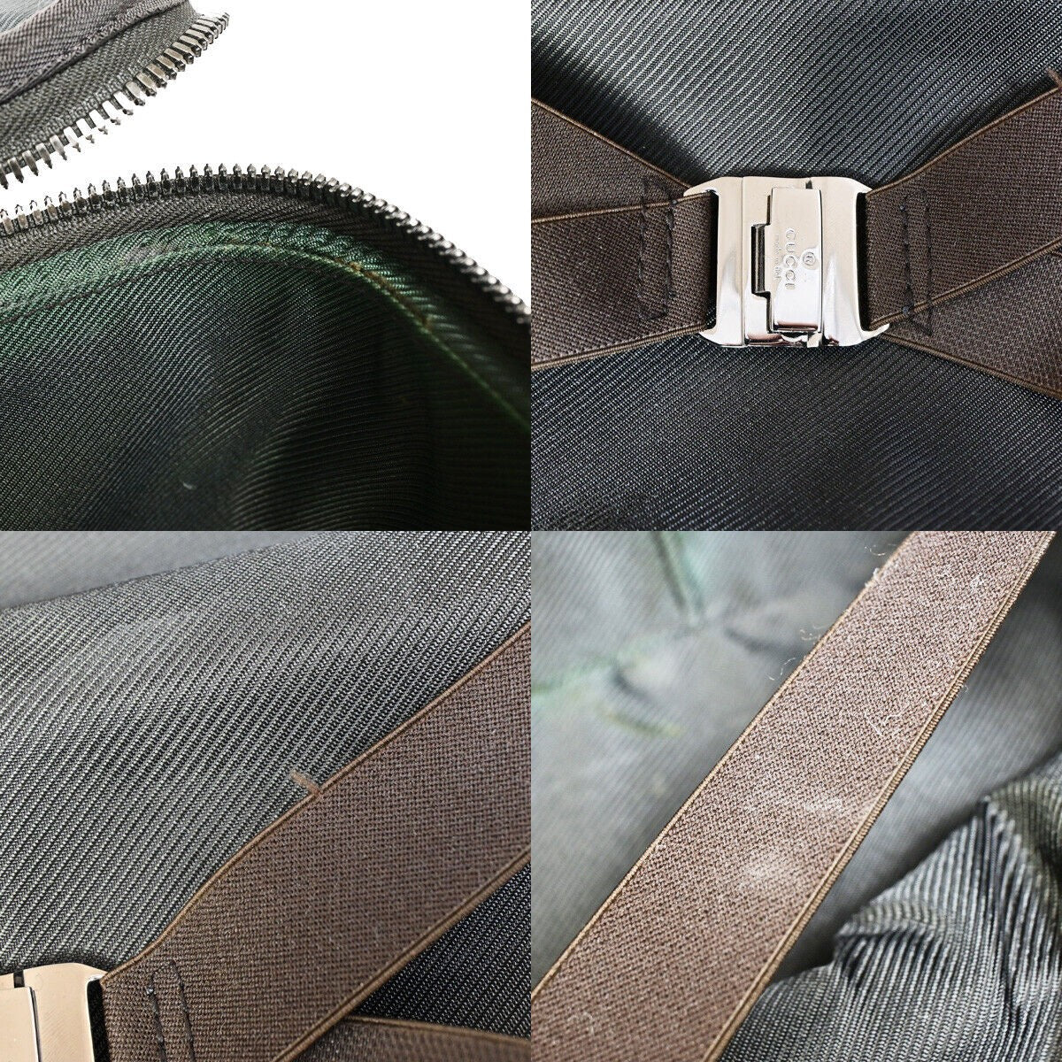 GUCCI Logo GG Pattern Travel Suitcase Luggage Bag PVC Leather Brown 36YF175