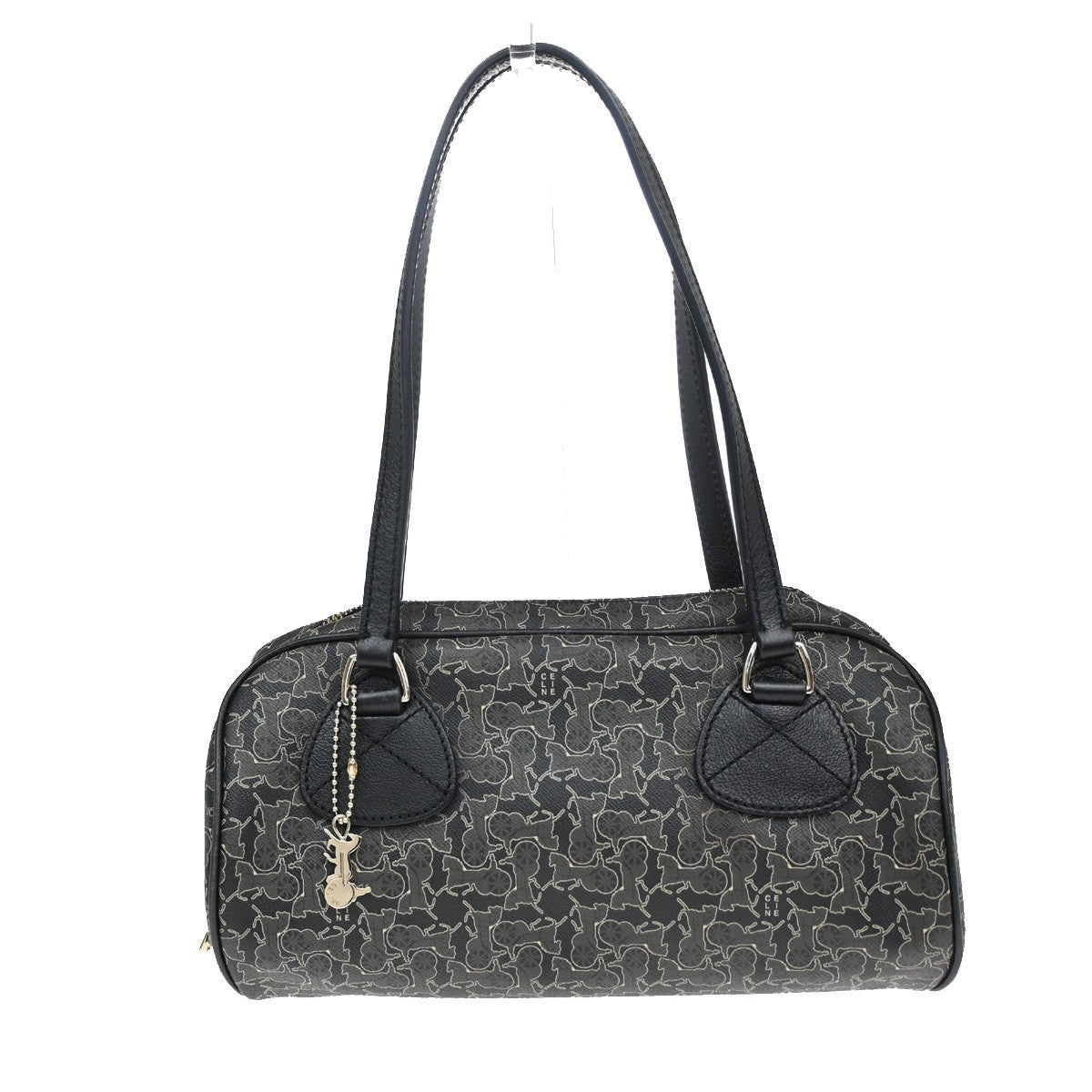 CELINE Horse Carriage Shoulder Hand Bag PVC Leather Black GHW 62CA402