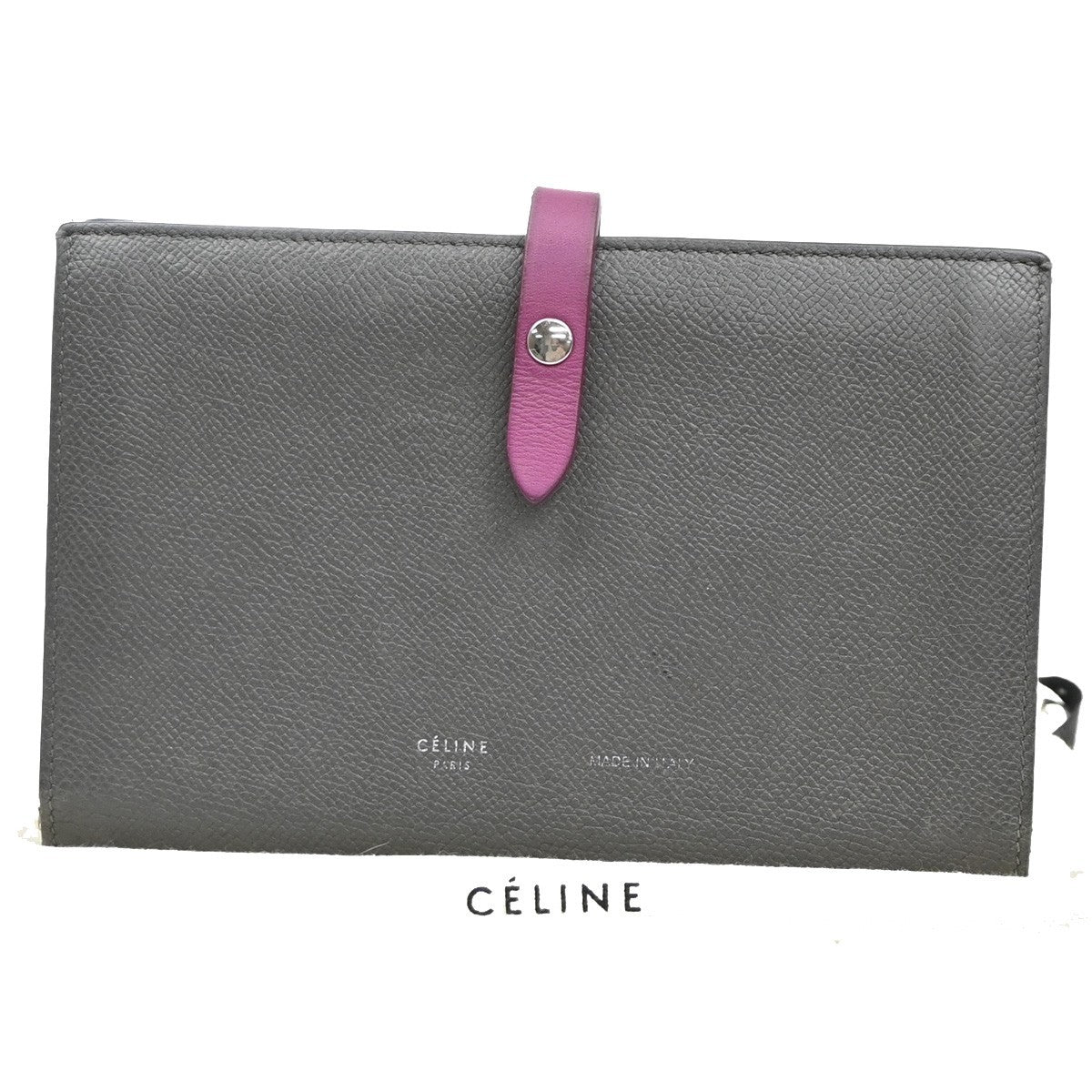 CELINE Logo Bifold Long Wallet Leather Gray Purple SHW 02EG115