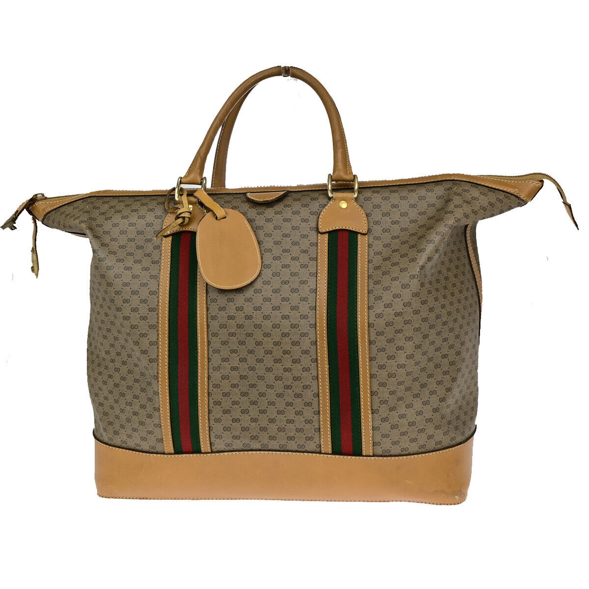 GUCCI Logo Sherry GG Pattern Travel Hand Bag PVC Leather Brown Italy 62YG543