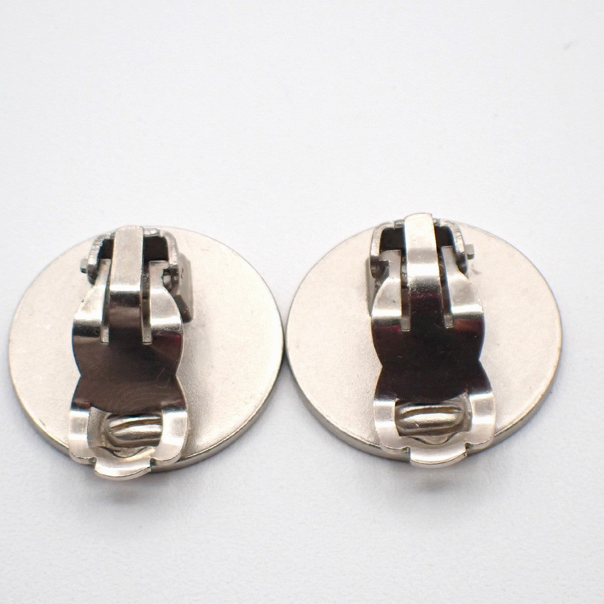 CHANEL CC  Logo Round Button Earrings 00C Clip-On SHW France 65RL813