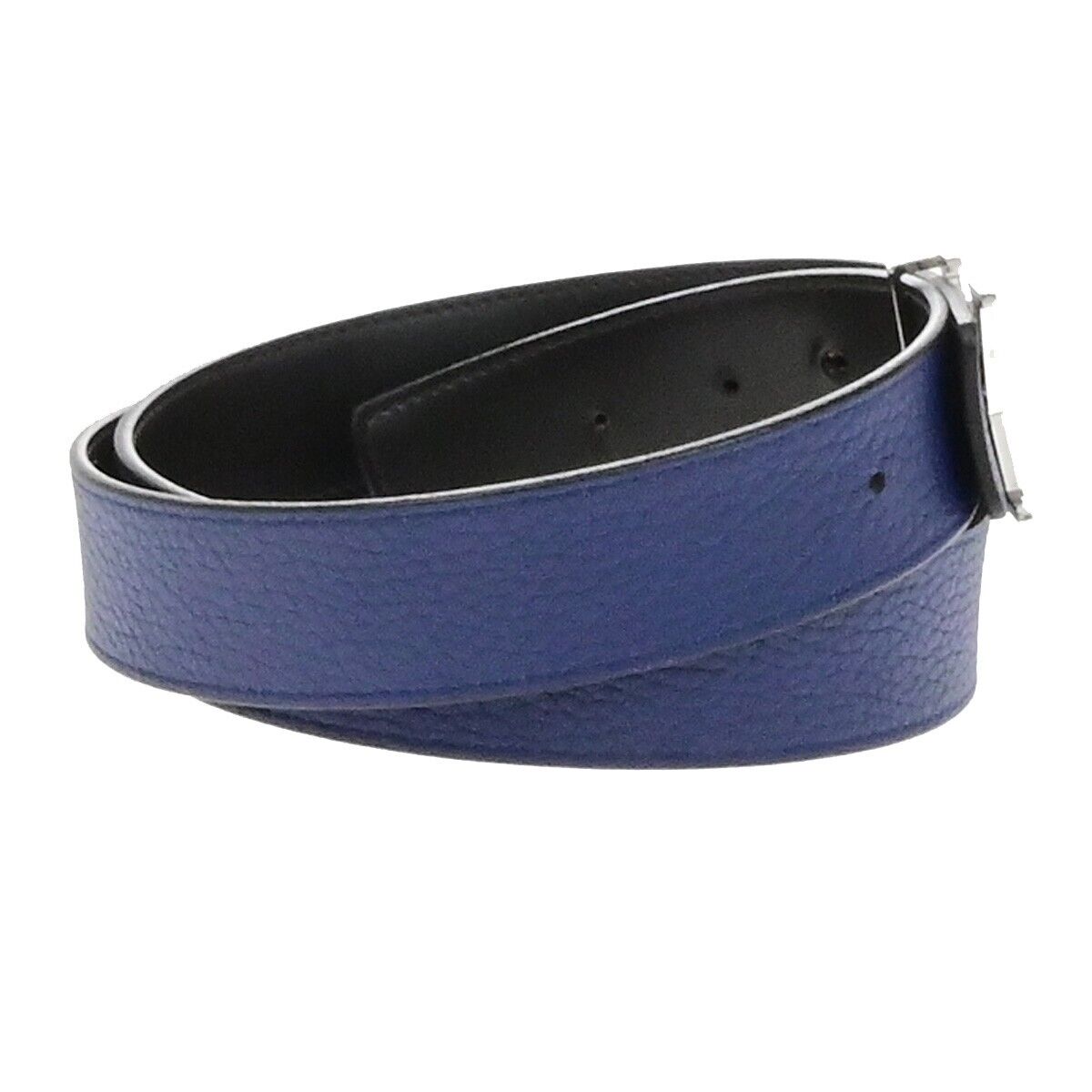 LOUIS VUITTON Logo Ceinture LV Initial Belt Leather Blue Spain N1012 31EE096
