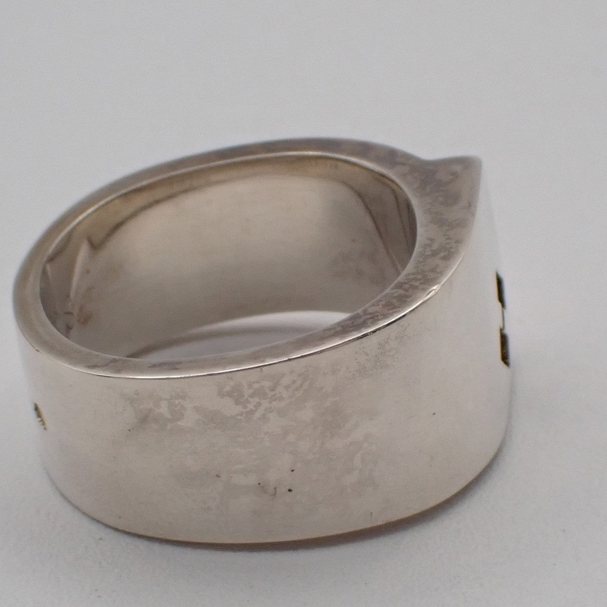 HERMES H Logo Candy Ring Size 53 Silver Ag 925 Red Accessory 32RP016