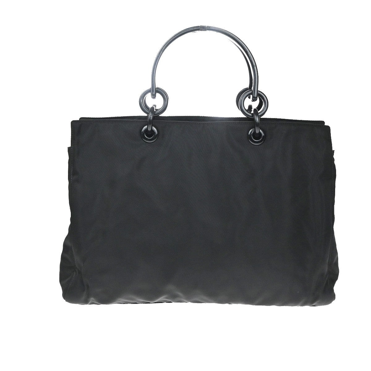 PRADA Logo Tessuto Chain Shoulder Hand Bag Nylon Black SHW Italy 31YJ089