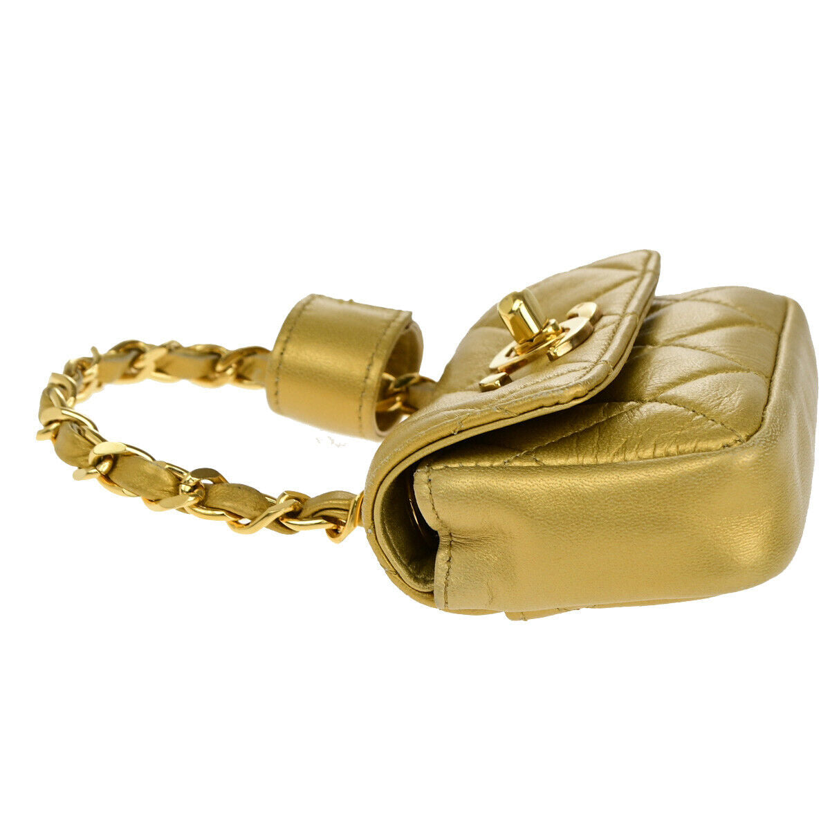 CHANEL CC Mini Matelasse Chain Hand Bag Belt Charm Leather Gold Vintage 330LC510