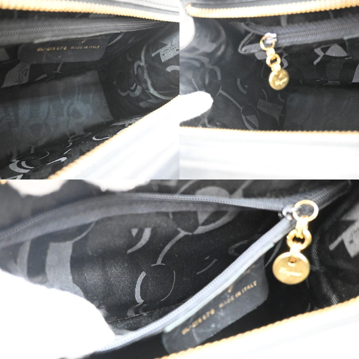 SALVATORE FERRAGAMO Logo Vara Shoulder Bag Canvas Leather Black Italy 65EF878