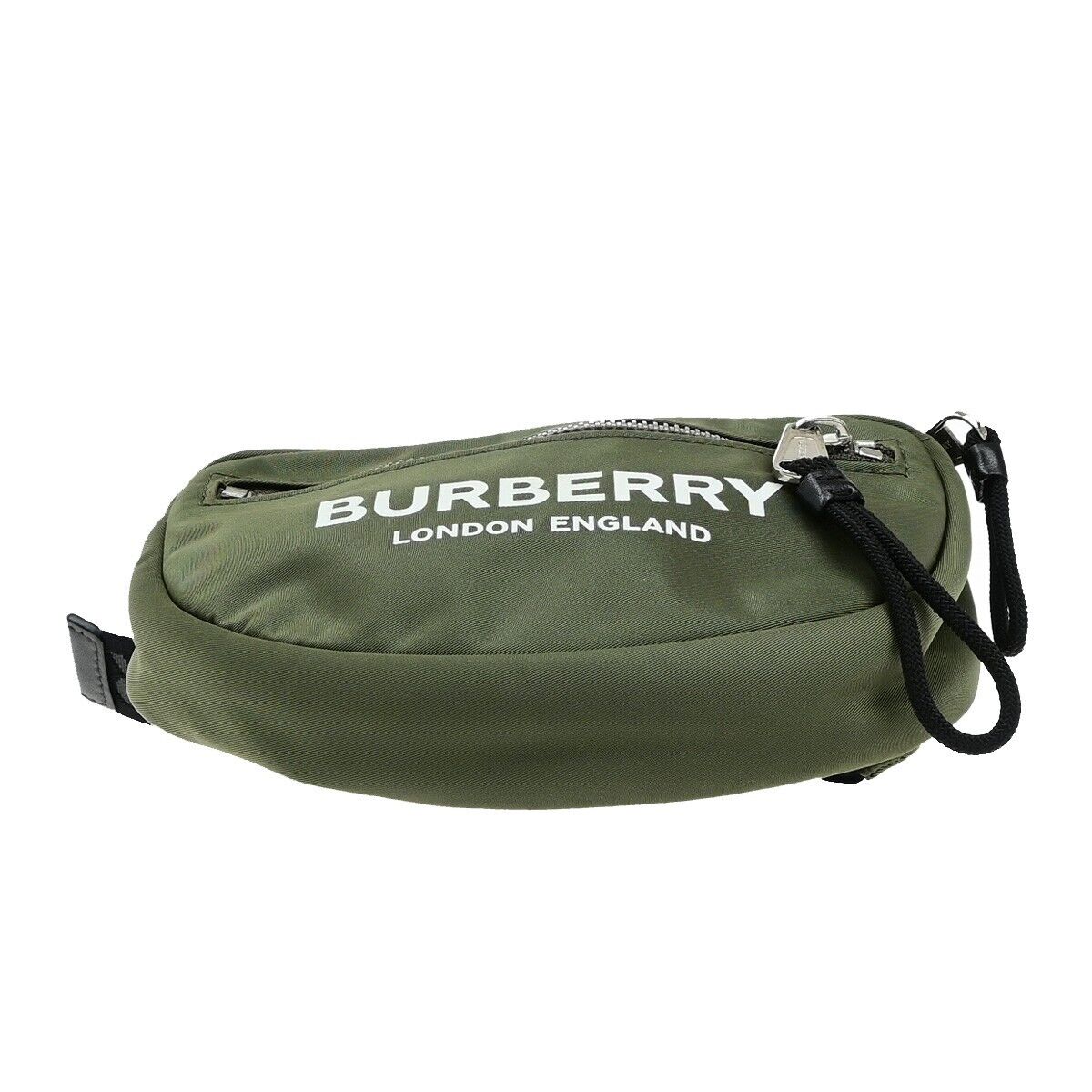 BURBERRY Logo Mini Bum Body Shoulder Bag Nylon Leather Khaki 34EE069