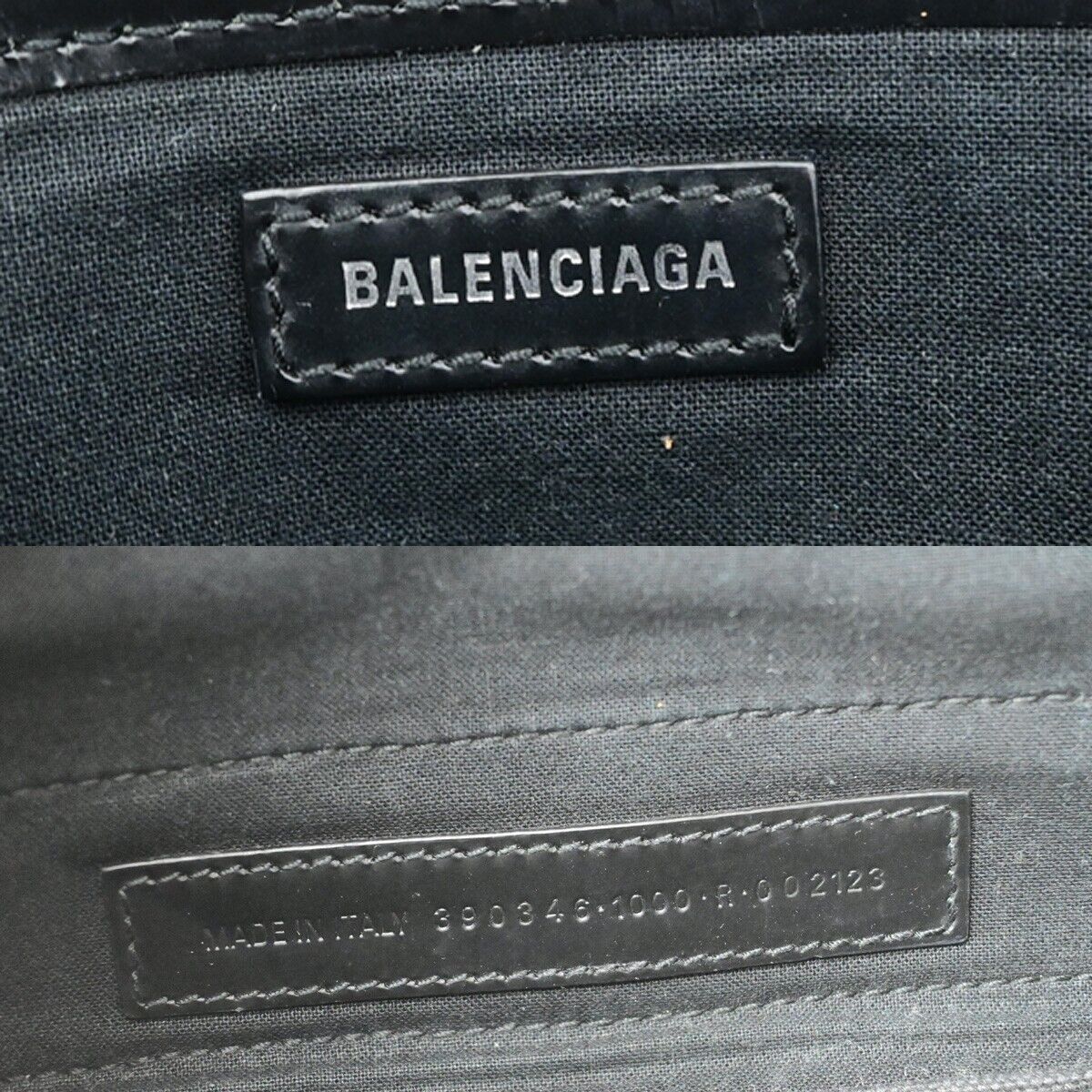BALENCIAGA Navy Cabas XS 2Way Shoulder Hand Bag Canvas Leather Black 85ED814