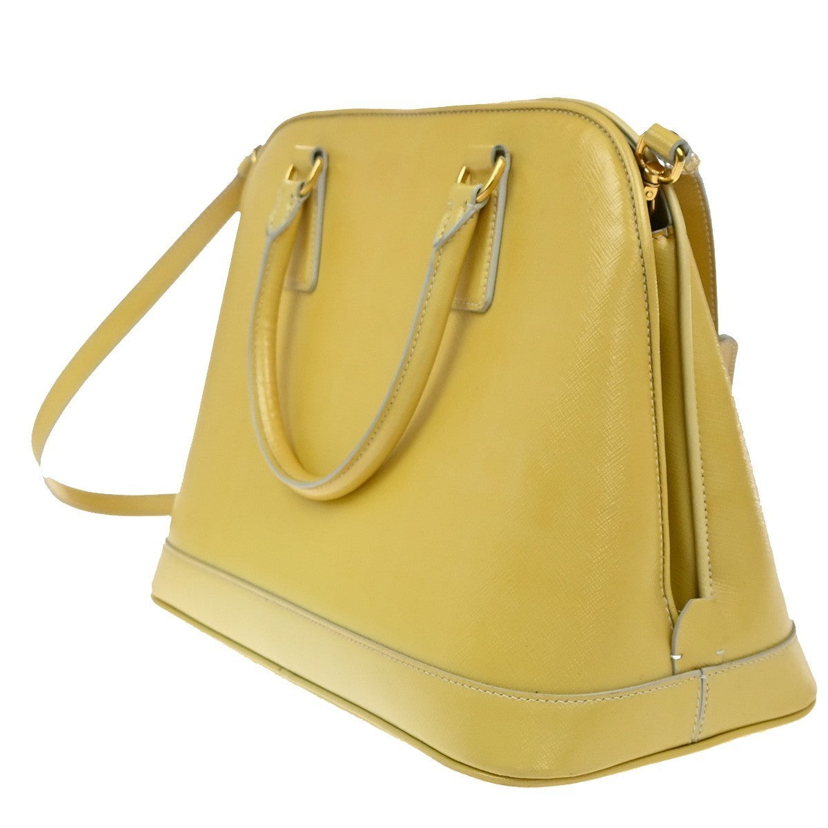 PRADA MILANO 2Way Shoulder Hand Bag Promenade Saffiano Leather Yellow 76EG323