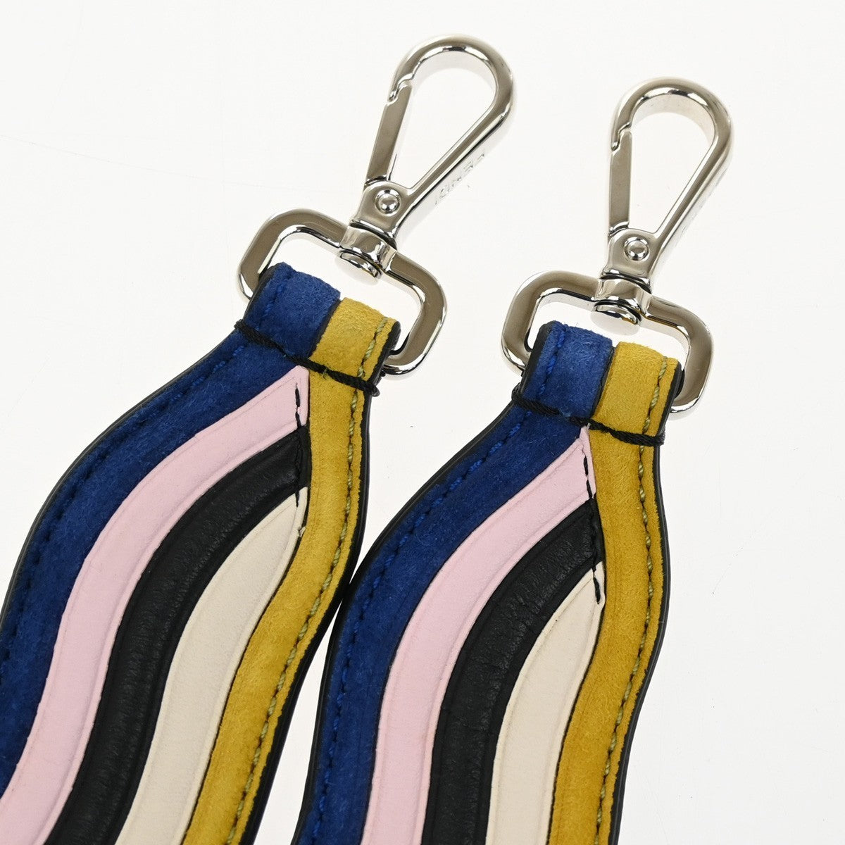 FENDI Logo Strap You Bag Shoulder Strap Leather Black Multicolor 67RL422
