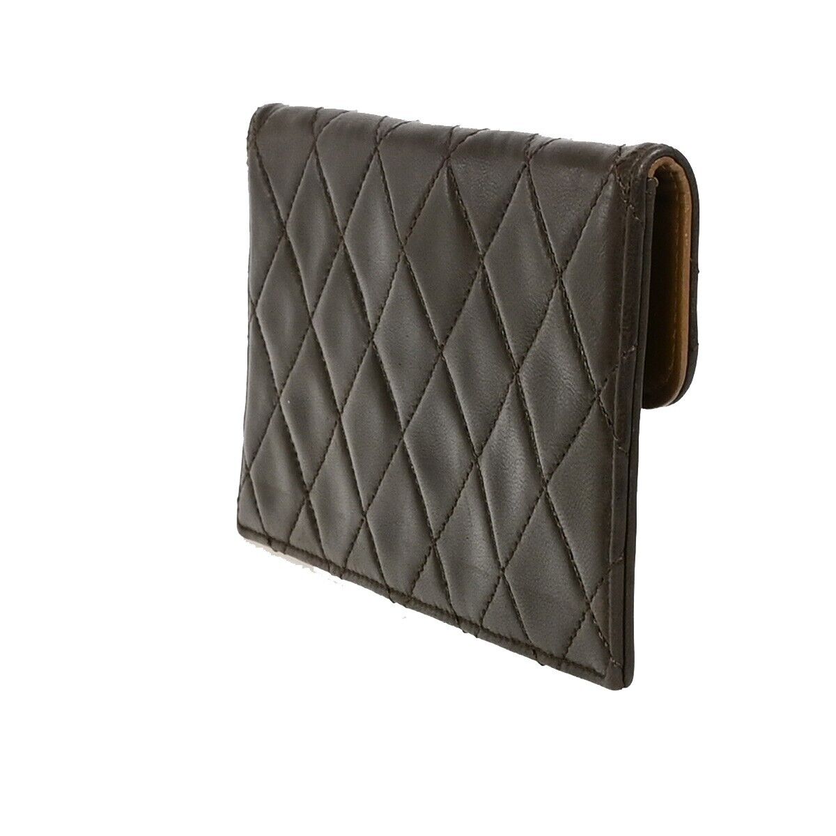 CHANEL CC Logo Matelasse Mini Pouch Wallet Coin Case Leather Brown Gold 62EB312