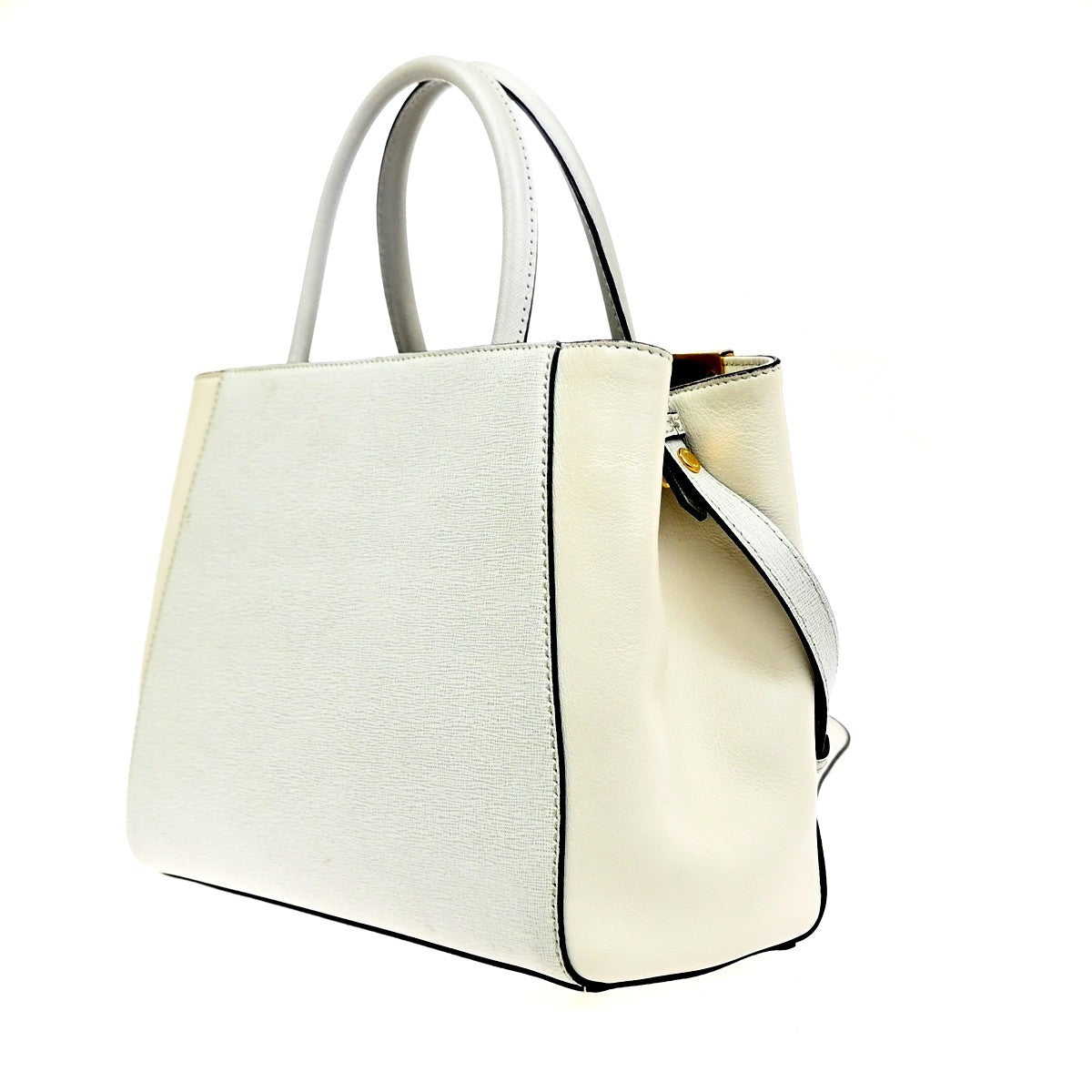 FENDI Logo 2Jours 2Way Shoulder Hand Bag Leather Charm White GHW Italy 70YH941