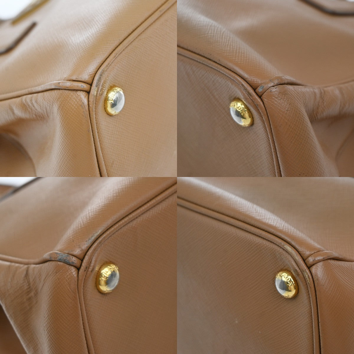 PRADA Logo 2Way Shoulder Hand Bag Saffiano Leather Beige GHW Italy 70EF793