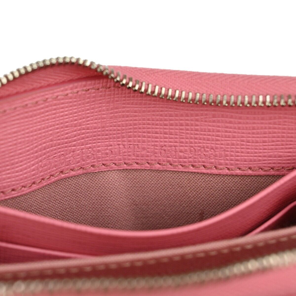 FENDI BAG BUGS Monster Zip Around Coin Wallet Leather Pink Silver Italy 64KA037