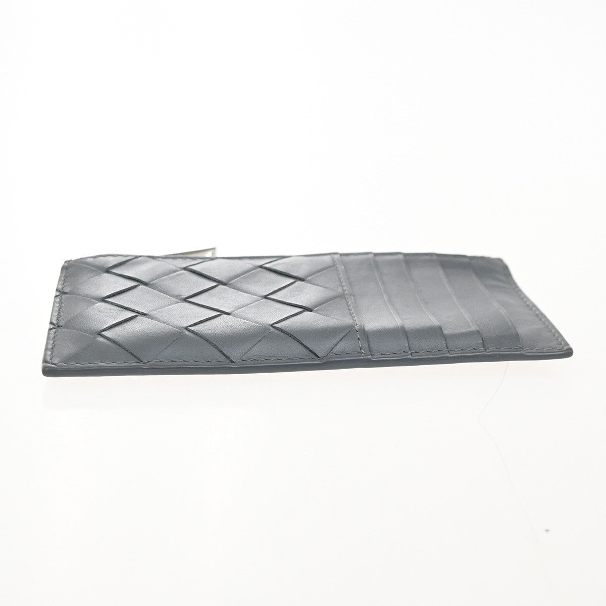 BOTTEGA VENETA Logo Intrecciato Card Coin Case Wallet Leather Gray SHW 61KP338