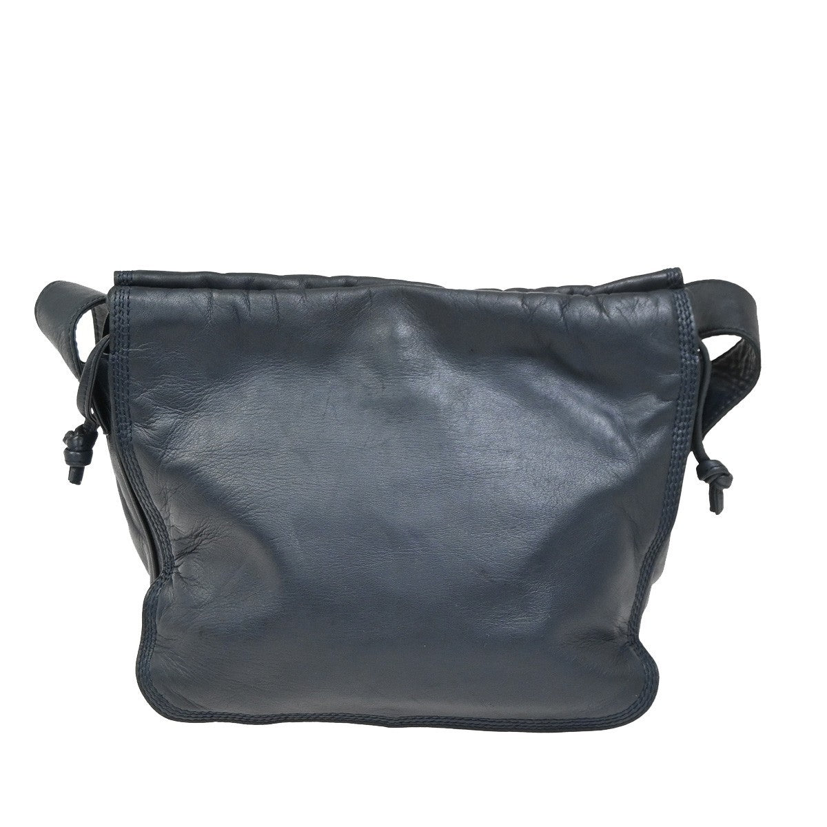 LOEWE LOGO Anagram Drawstring Shoulder Bag Nappa Leather Blue GHW Spain 83ZA266