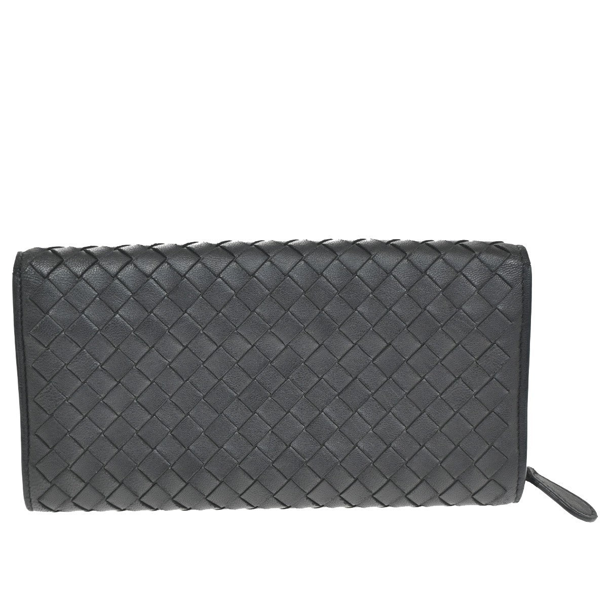 BOTTEGA VENETA Logo Intrecciato Long Bifold Wallet Leather Black 69TA154