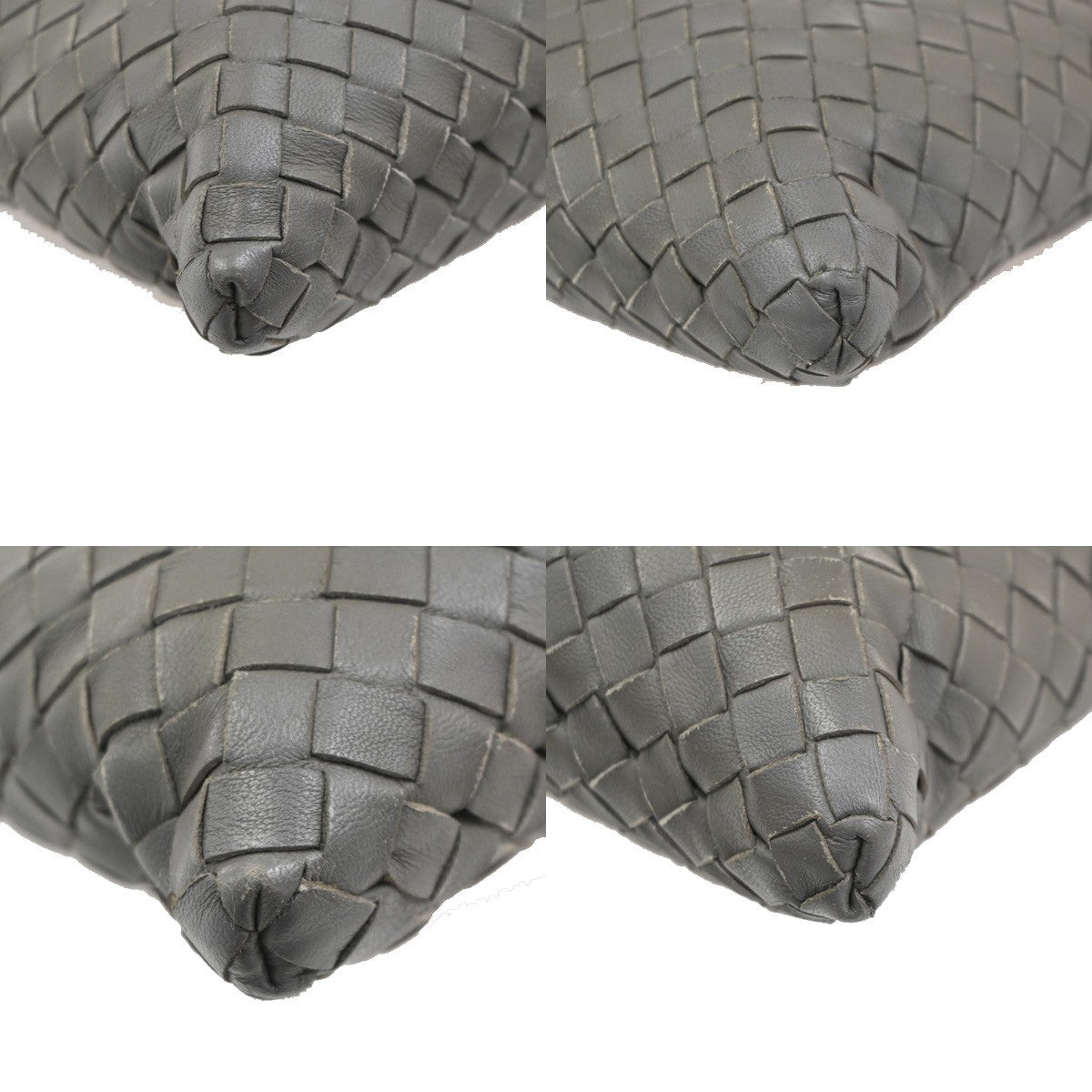 BOTTEGA VENETA Logo Intrecciato Shoulder Bag Leather Gray Italy 12KD110