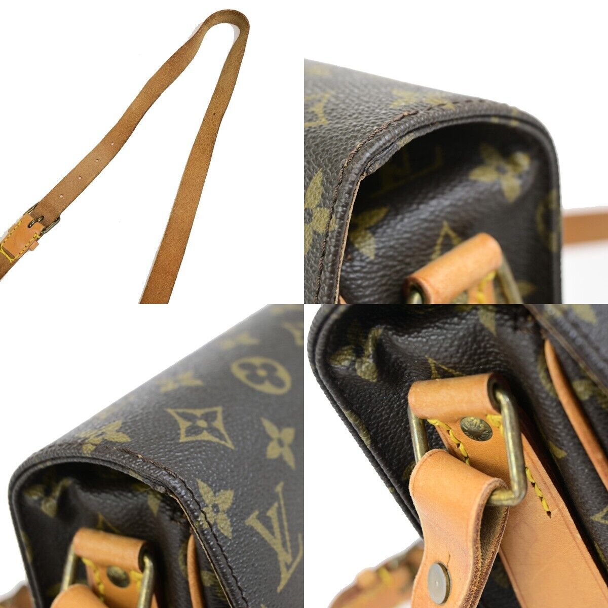 LOUIS VUITTON Cartouchiere MM Shoulder Bag Monogram Leather Brown M51253 85EC880
