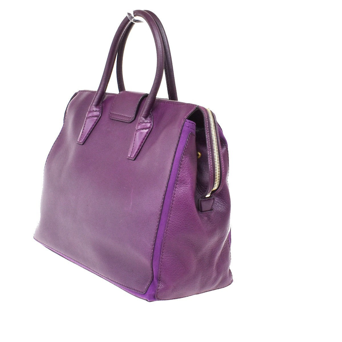YVES SAINT LAURENT YSL Logo Hand Bag Leather Purple GHW Italy 32EF751