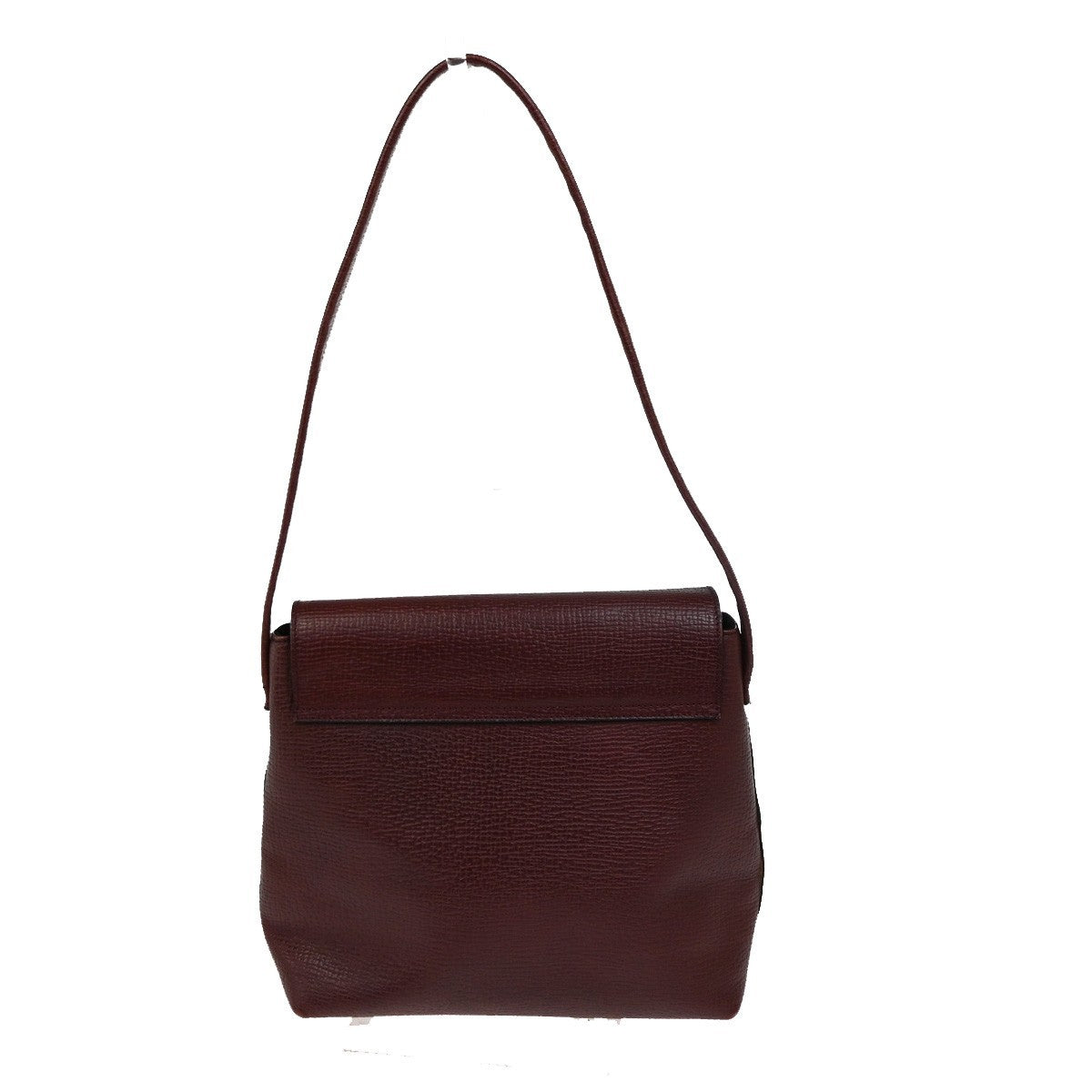 LOEWE Logo Shoulder Bag Embossing Leather Burgundy SHW Spain 32CA971
