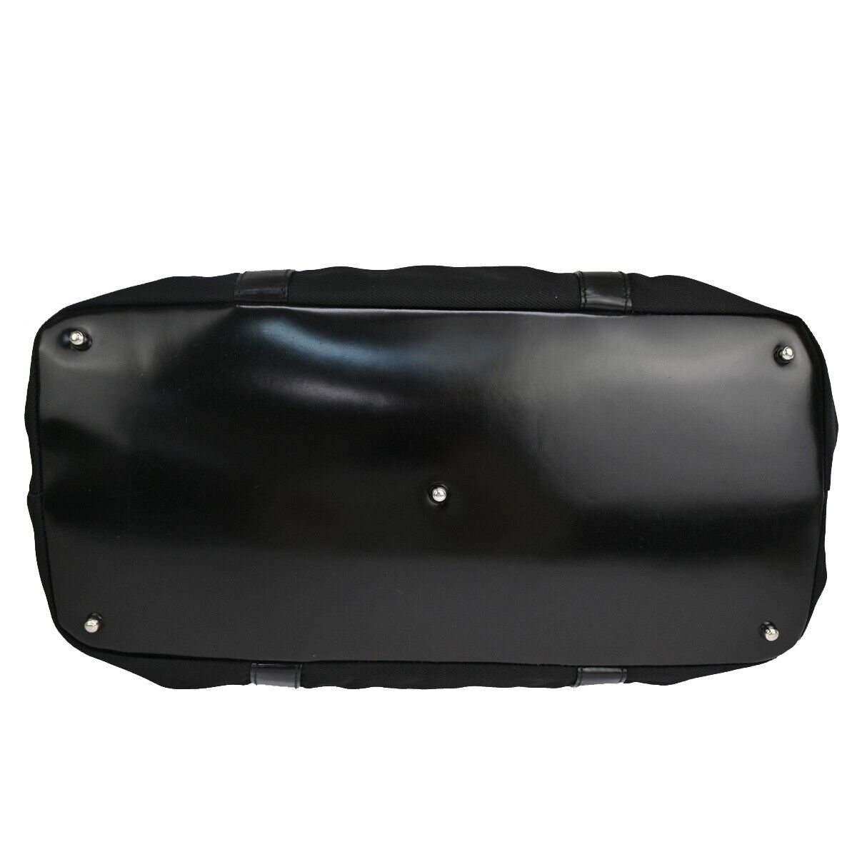 GUCCI Logo Bamboo Tote Hand Bag Nylon Leather Black Silver Italy 09YE231