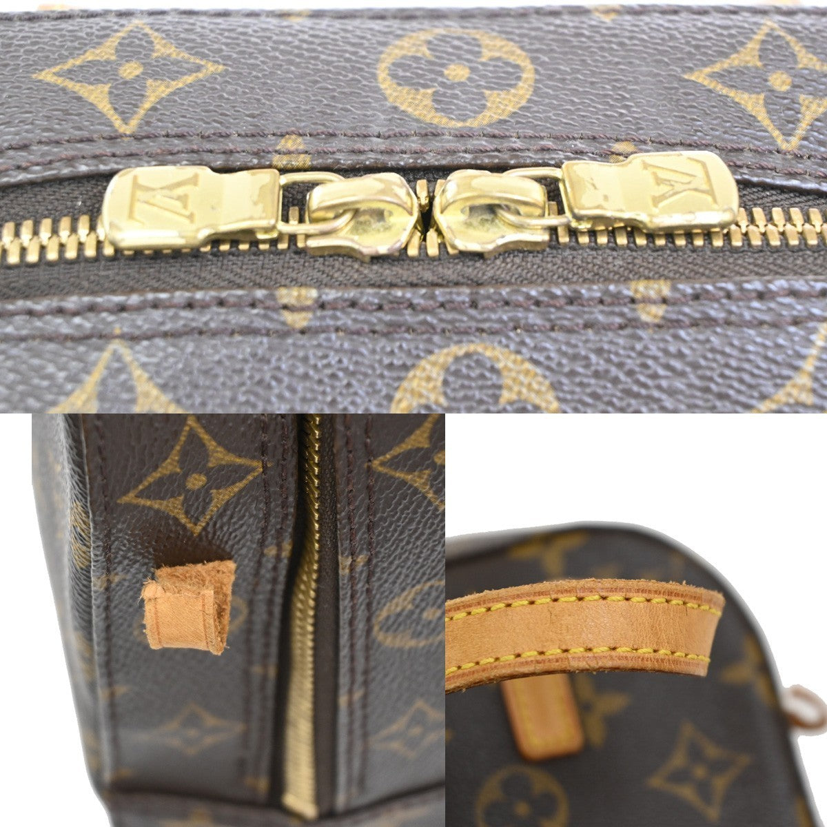 LOUIS VUITTON Logo Spontini Hand Bag Monogram Leather Brown M47500 87KC234