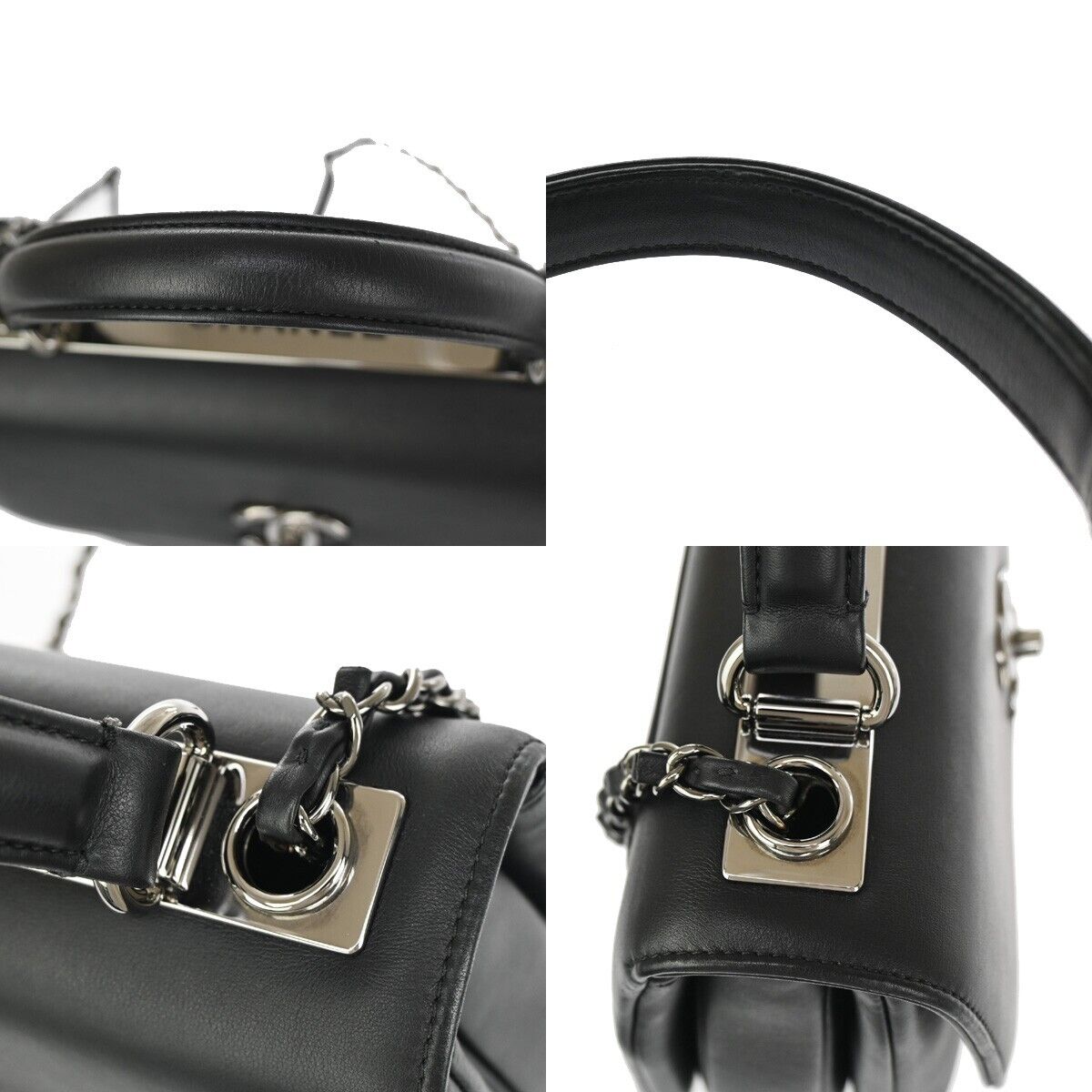 CHANEL CC Logo 2Way Chain Shoulder Hand Bag Leather Black SHW Italy 110RJ035