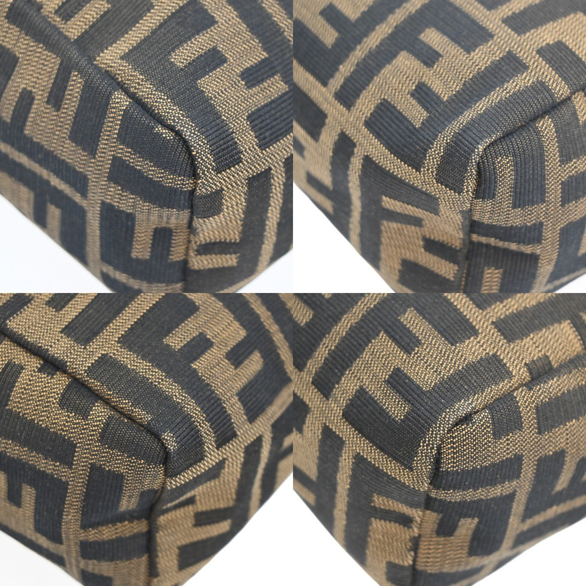 FENDI Logo Zucca Pattern Mini Hand Bag Canvas Leather Brown GHW Italy 83KB556