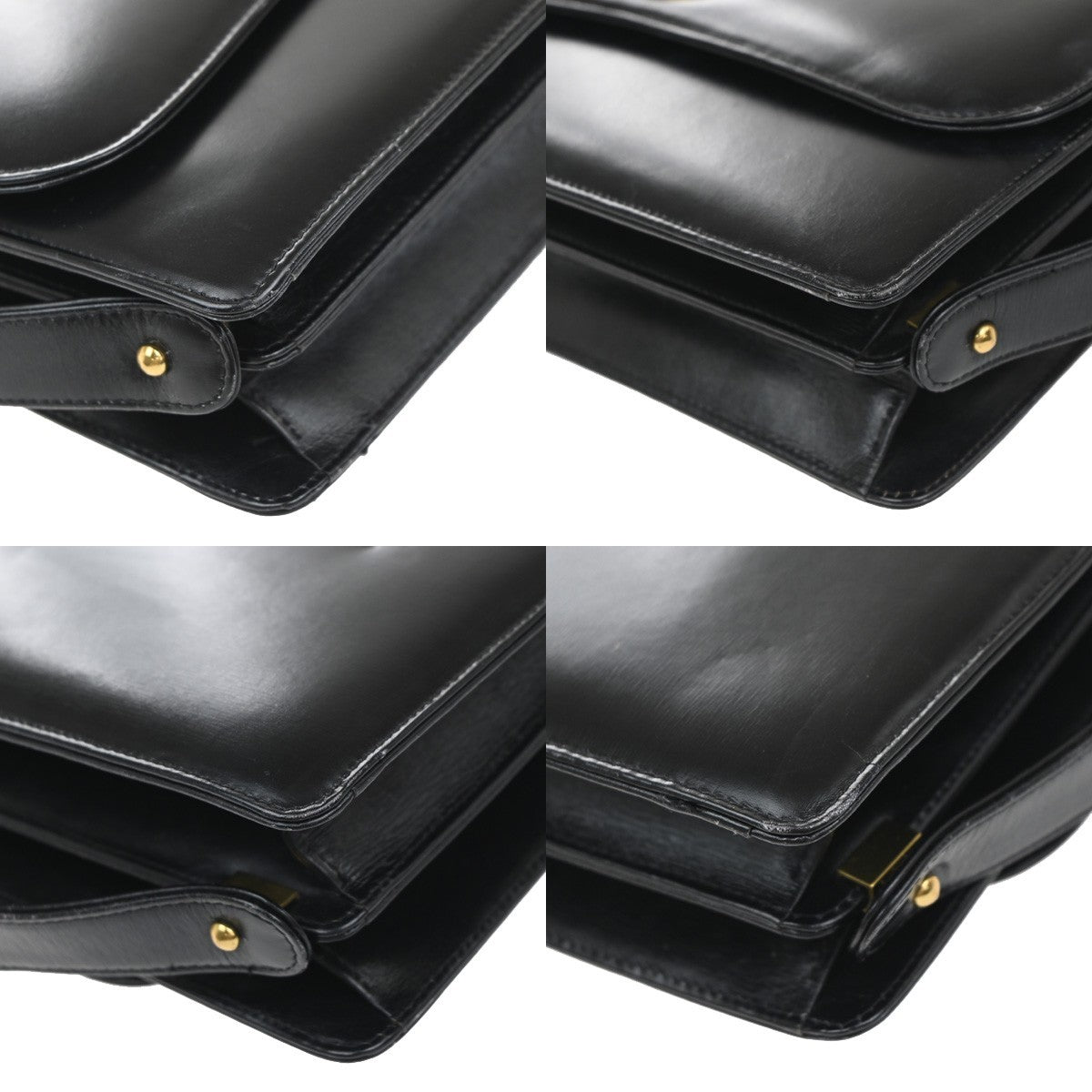 CELINE PARIS Logo Horse Carriage Shoulder Bag Leather Black Gold Italy 38KP606