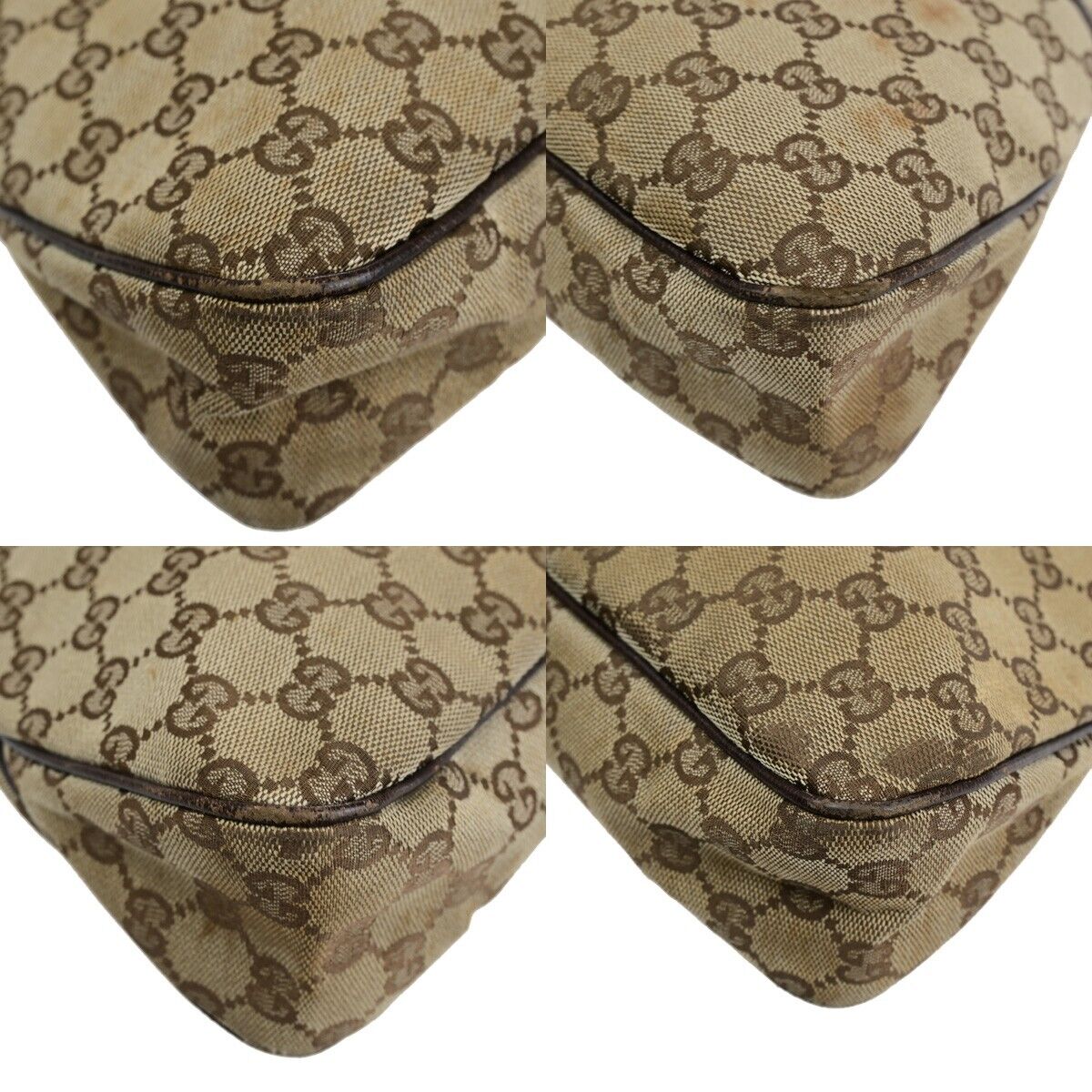 GUCCI Logo GG Pattern Shoulder Tote Bag Canvas Leather Brown GHW Italy 02EC081