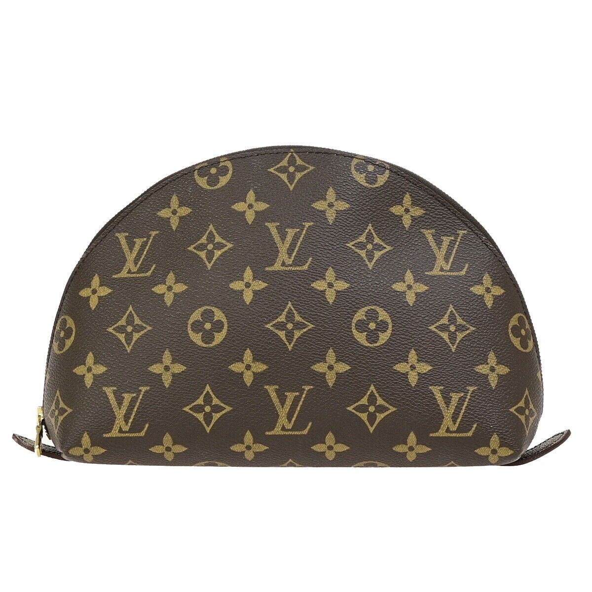 LOUIS VUITTON Trousse Demi Ronde Pouch Monogram Leather Brown M47520 68ED216